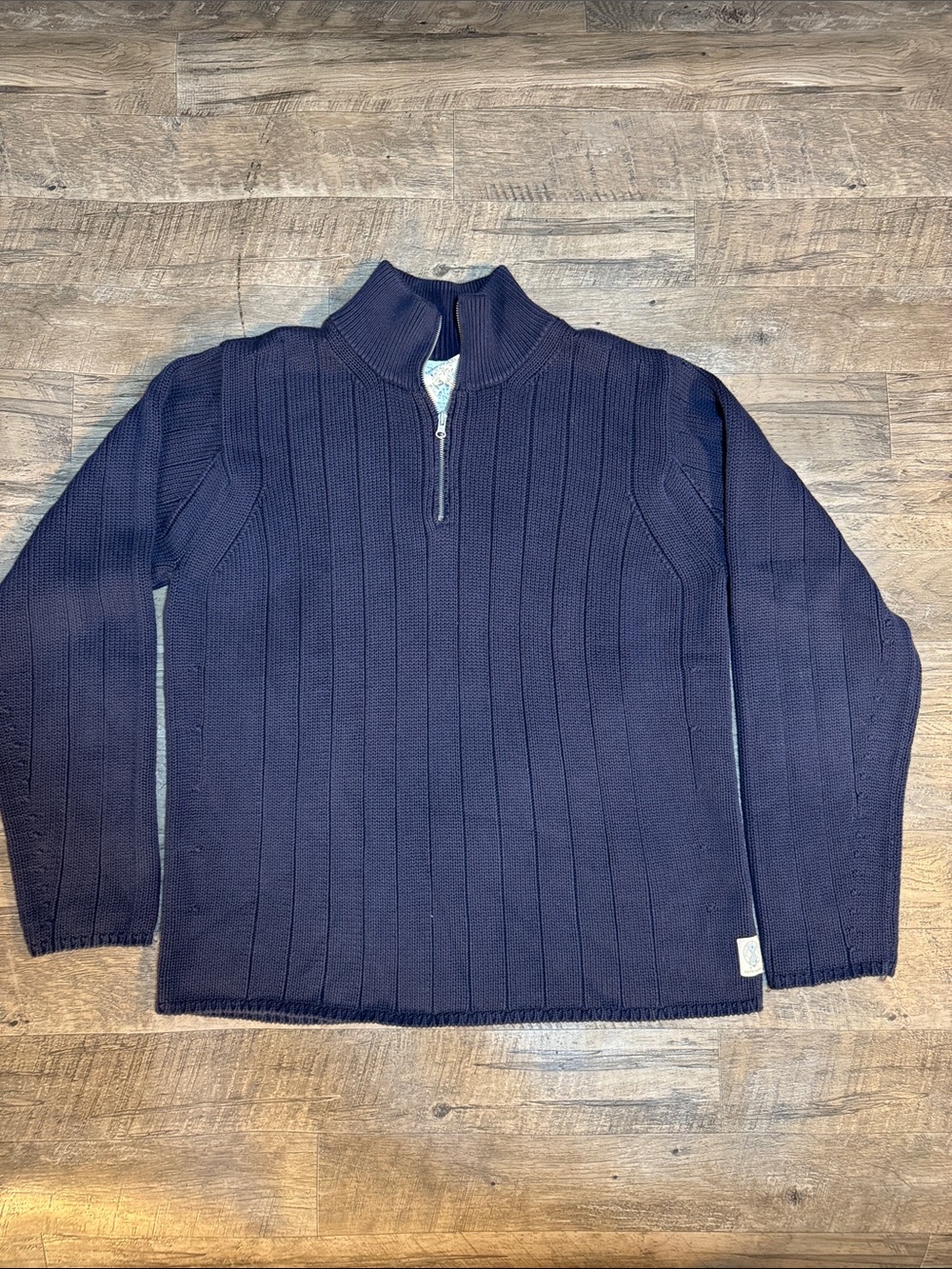Polo by Ralph Lauren 100% Cotton Navy Ribbed Half-Zip Sweater - Size XXL
